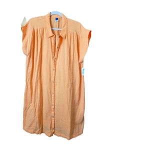 Old Navy orange crinkle gauze shirtdress XXL